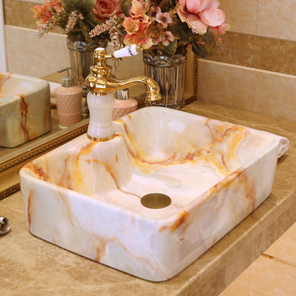 LEFEDA Handmade Ceramic Vessel Sink - Modern Above Counter Bathroom Basin, White Art Wash Basin for Vanity & Powder Room - Perfect for Contemporary Bathroom Renovations and Luxury Home Decor