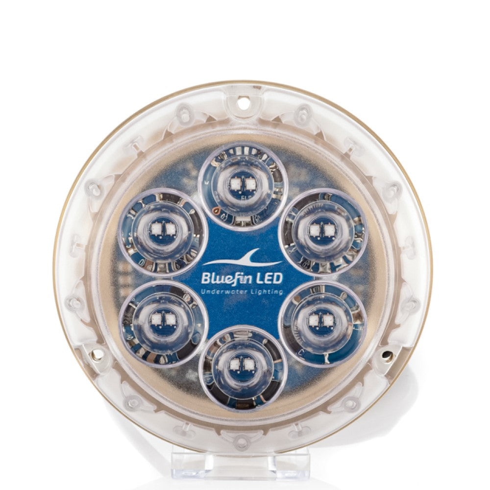 Bluefin LED Bronze Piranha P12 SM Light - Cobalt Blue Underwater Fishing Light for Night Fishing, Boat, Dock & Ice Fishing