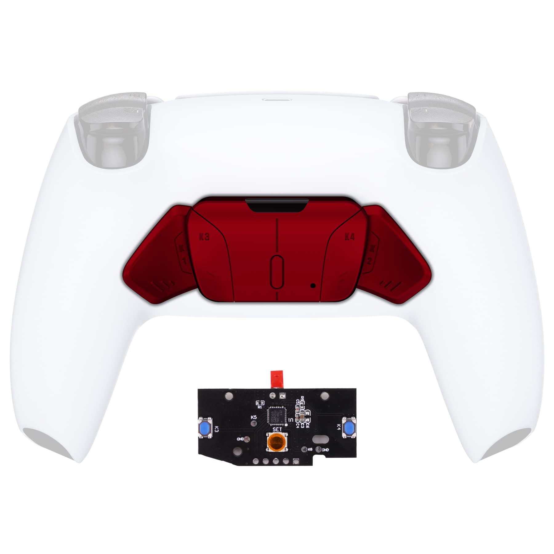 eXtremeRate RISE4 Remap Kit for PS5 Controller - Replaceable Back Buttons & Remapper Board (Red) | Customizable K1K2K3K4 Buttons | PCBA Board | Gaming Accessories for Competitive Play & Enhanced Control