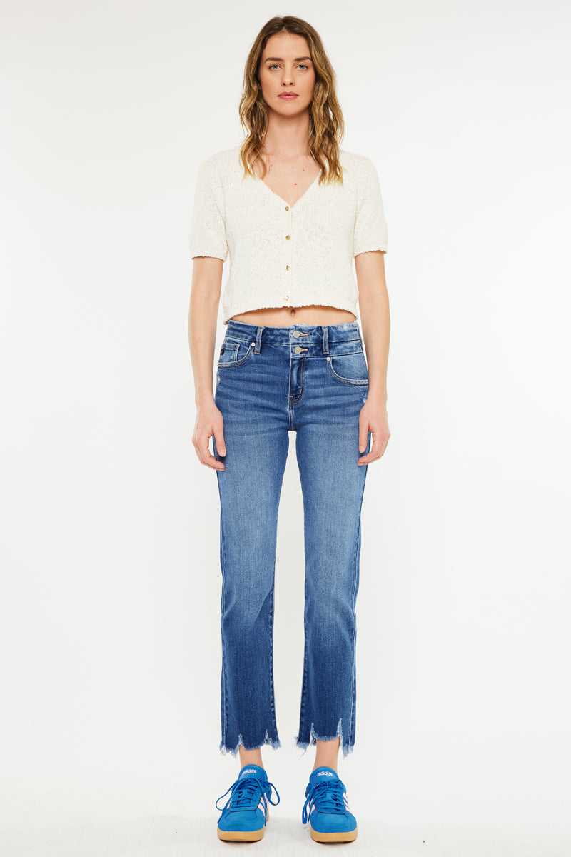 Premium Walnut High Rise Slim Straight Leg Jeans for Women - Comfortable Stretch Denim Pants for Work, Casual & Night Out