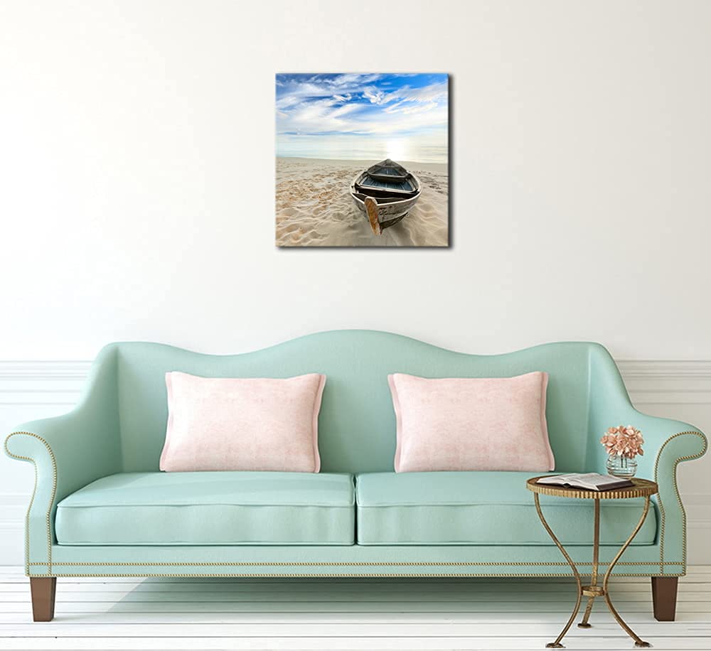 Wieco Art Boat Canvas Prints - Giclee Wall Art for Home & Office Decor - Modern Landscape Canvas Painting - Perfect for Living Room, Bedroom & Workspace
