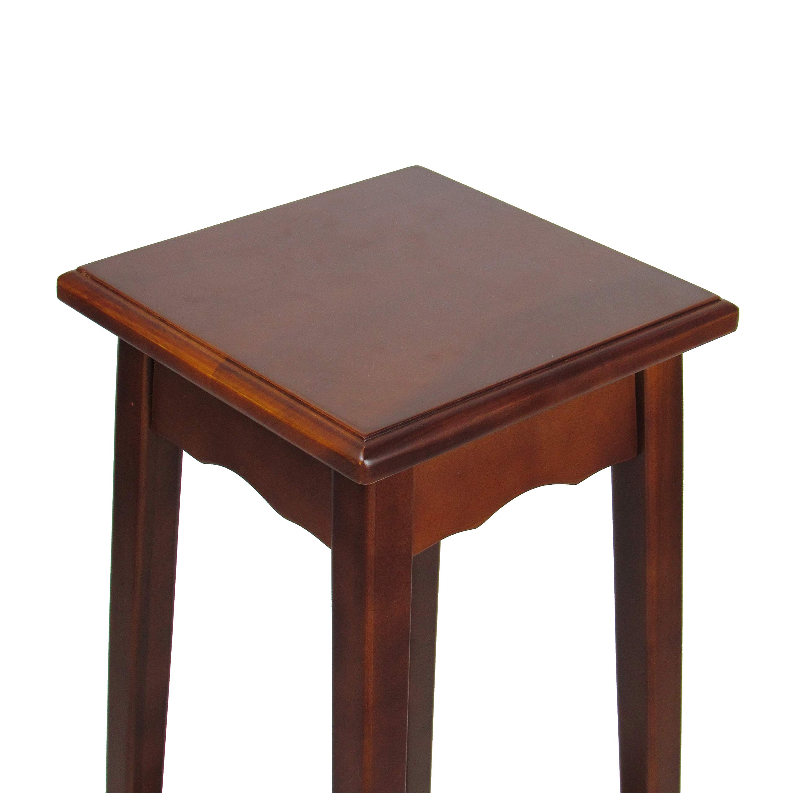 Benjara 39.5 Inch Wooden Plant Stand with Tapered Slanted Legs & Bottom Shelf - Rustic Brown Indoor/Outdoor Flower Pot Holder for Living Room, Patio, Garden Decor