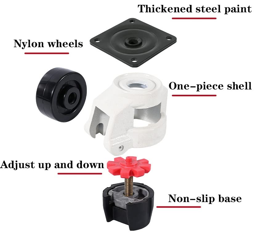 Heavy Duty Swivel Casters 360° Rotating Wheels - 4 Pack Retractable Leveling Casters for Machinery, Workbench, Welding Table - GD40F Size - Perfect for Workshop, Garage & Industrial Equipment Mobility