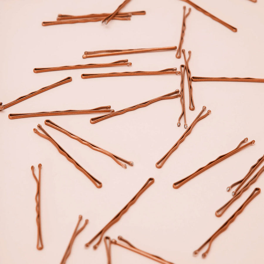 KITSCH 45-Piece Brown Bobby Pins for Hair Styling - Secure Hairstyles for Women, Men & Kids - Perfect for Updos, Braids & Everyday Use