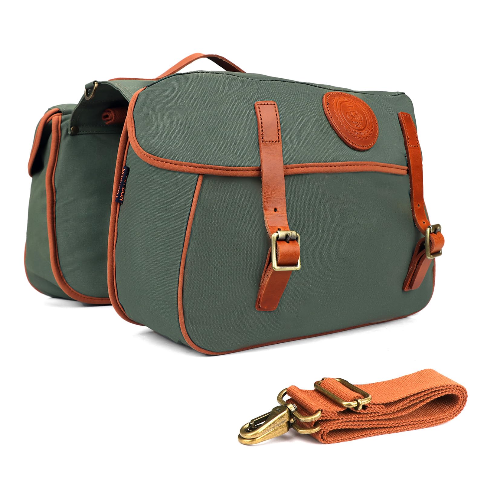 Waterproof Canvas Bicycle Pannier Bags - Tourbon Bike Rear Seat Carrier Bag with Double Side Panniers for Cycling, Commuting & Outdoor Adventures