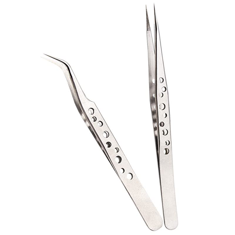 Premium Stainless Steel Non-Magnetic Eyelash Extension Tweezers - Professional 3D Lash Tweezer for False Eyelash Application - Perfect for Salon, Home Use & DIY Beauty