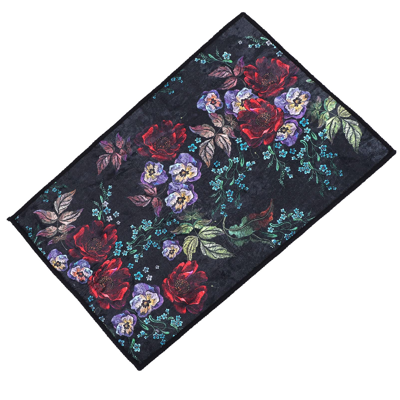 ULTNICE 2-Pack Vintage Floral Doormats - Non-Slip Absorbent Indoor Entry Rug for Front Door, Bathroom, Garage & Patio - 40x60cm Black - Perfect for Home Decor, Muddy Boots & Wet Shoes