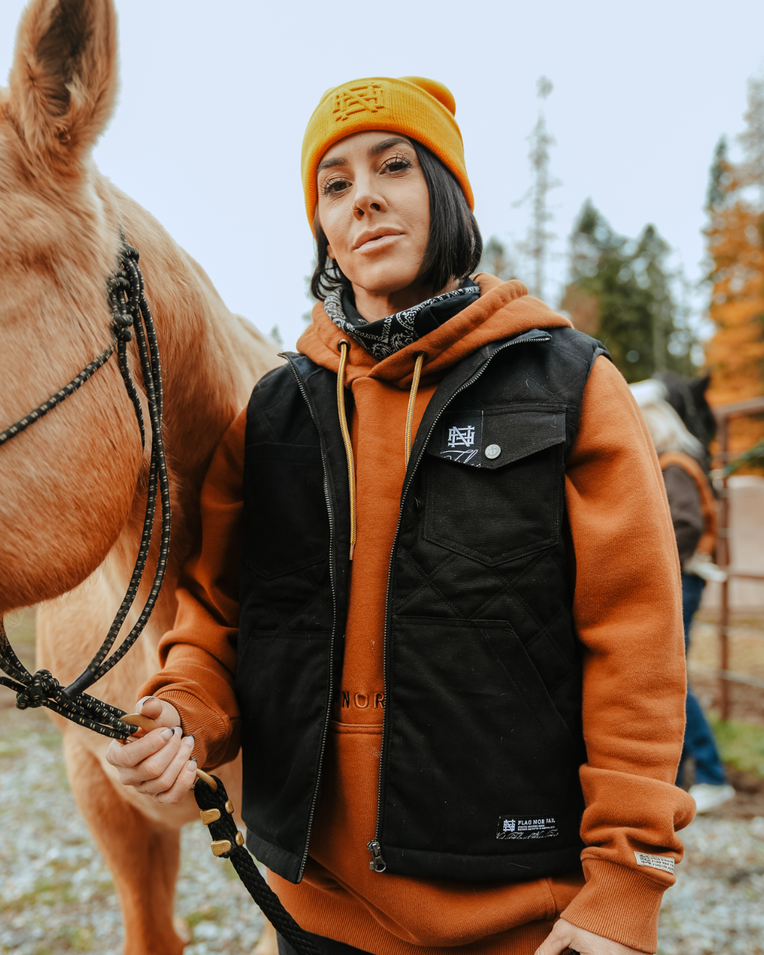 Embroidered Orange Beanie for Men & Women - Soft Winter Knit Hat for Outdoor Activities, Hiking, and Casual Wear