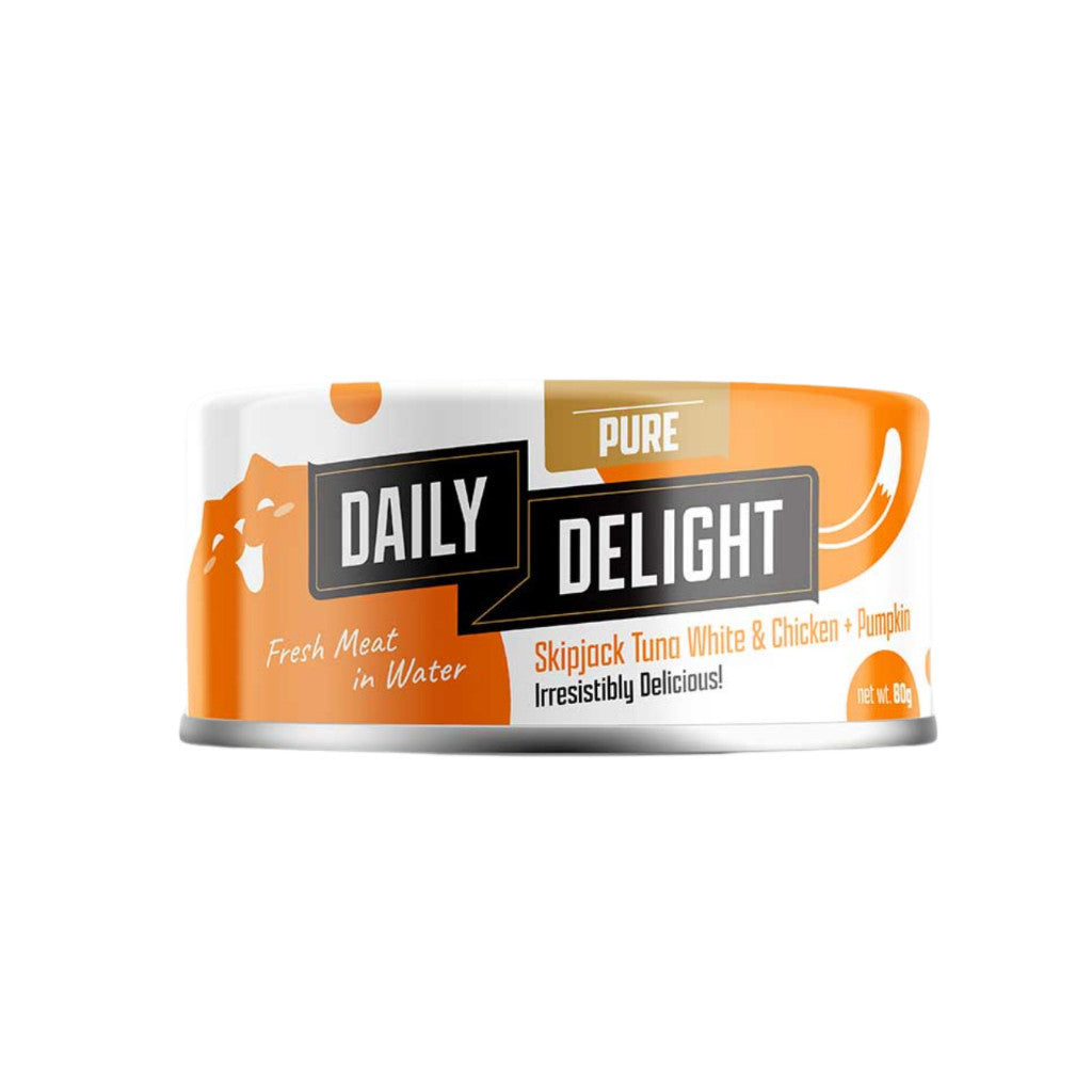 24-Pack Daily Delight Pure Wet Cat Food 80g - Grain Free, Premium Quality, Easy to Digest with Skipjack & Baby Clam - Perfect for Kittens, Adult Cats & Senior Felines at Home or Travel