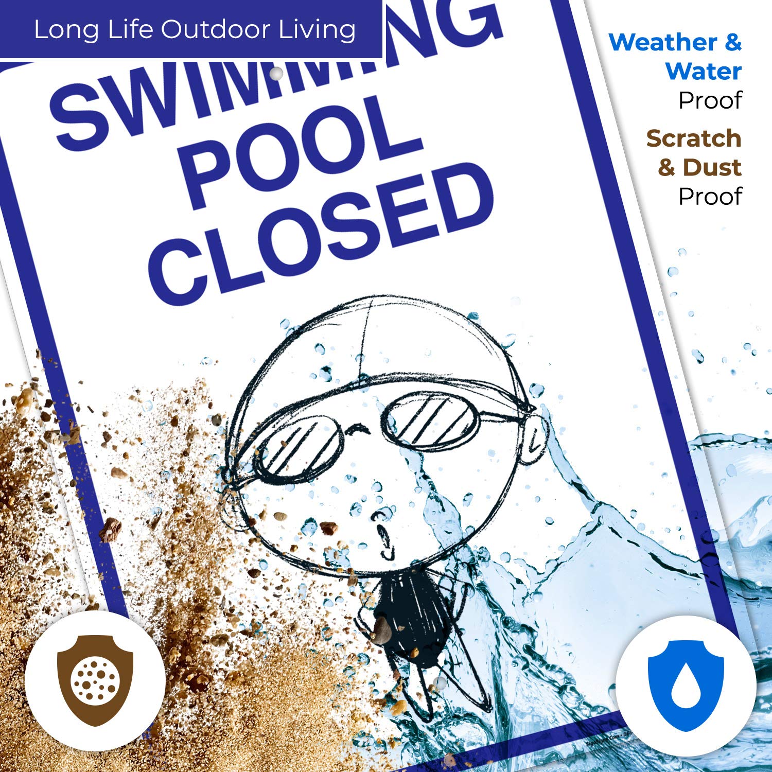 Pool Closed Sign - 18x24 Inches Rust-Free .063 Aluminum No Swimming Sign, Fade Resistant for Indoor/Outdoor Use - Ideal for Public Pools, Hotels, Water Parks & Community Centers, Made in USA