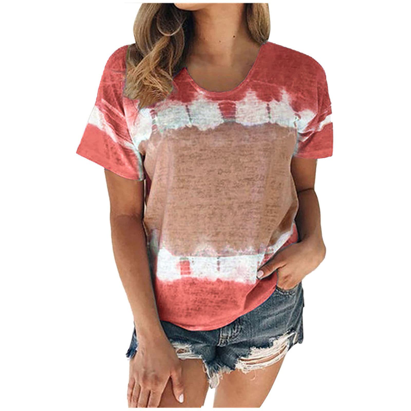 Women's Tie Dye T-Shirts | Summer Short Sleeve Crew Neck Cute Tops | Casual Loose Fit Fashion Tees | Perfect for Beach, Music Festivals & Everyday Wear