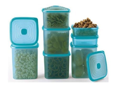 Tupperware Stuffables Square Food Storage Containers Set of 8 - BPA-Free, Leakproof, Stackable Kitchen Organization (Aqua Color) - Perfect for Meal Prep, Leftovers & Pantry Storage