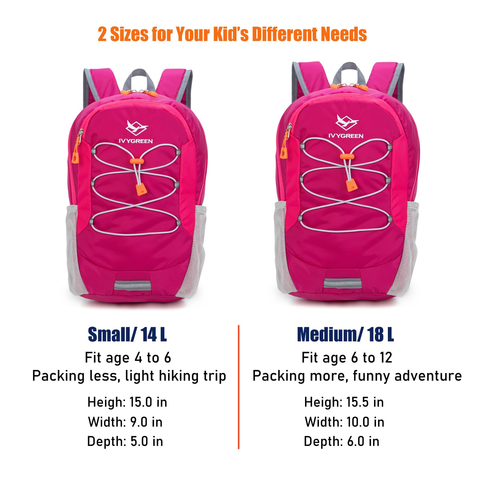 Kids Hiking Backpack for Boys & Girls - Lightweight Small Daypack for Camping, Travel & Outdoor Adventures (Rose Pink, Small) - Perfect for School, Day Trips & Nature Explorations