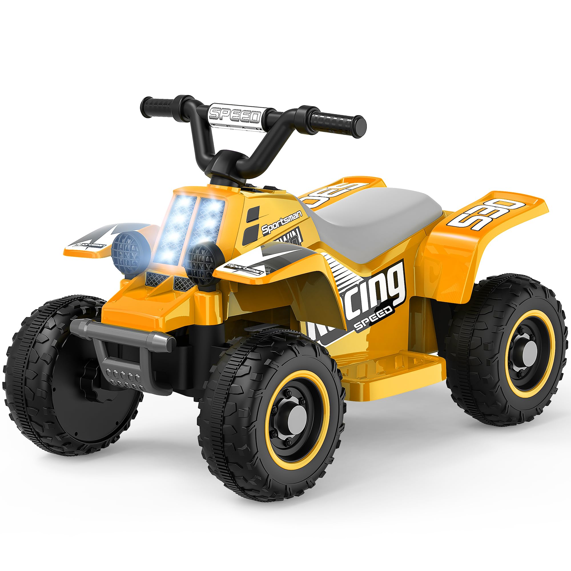 ANPABO 6V 7AH Kids ATV Ride On Toy - 4 Wheeler for Toddlers with Headlight, Forward & Reverse, Horn, Music Player, USB Port & MP3 Support | Durable Treaded Tires | Perfect Birthday & Christmas Gift for Boys Girls Ages 2-5 (Yellow) | Great for Outdoor Play, Backyard Adventures & Indoor Fun