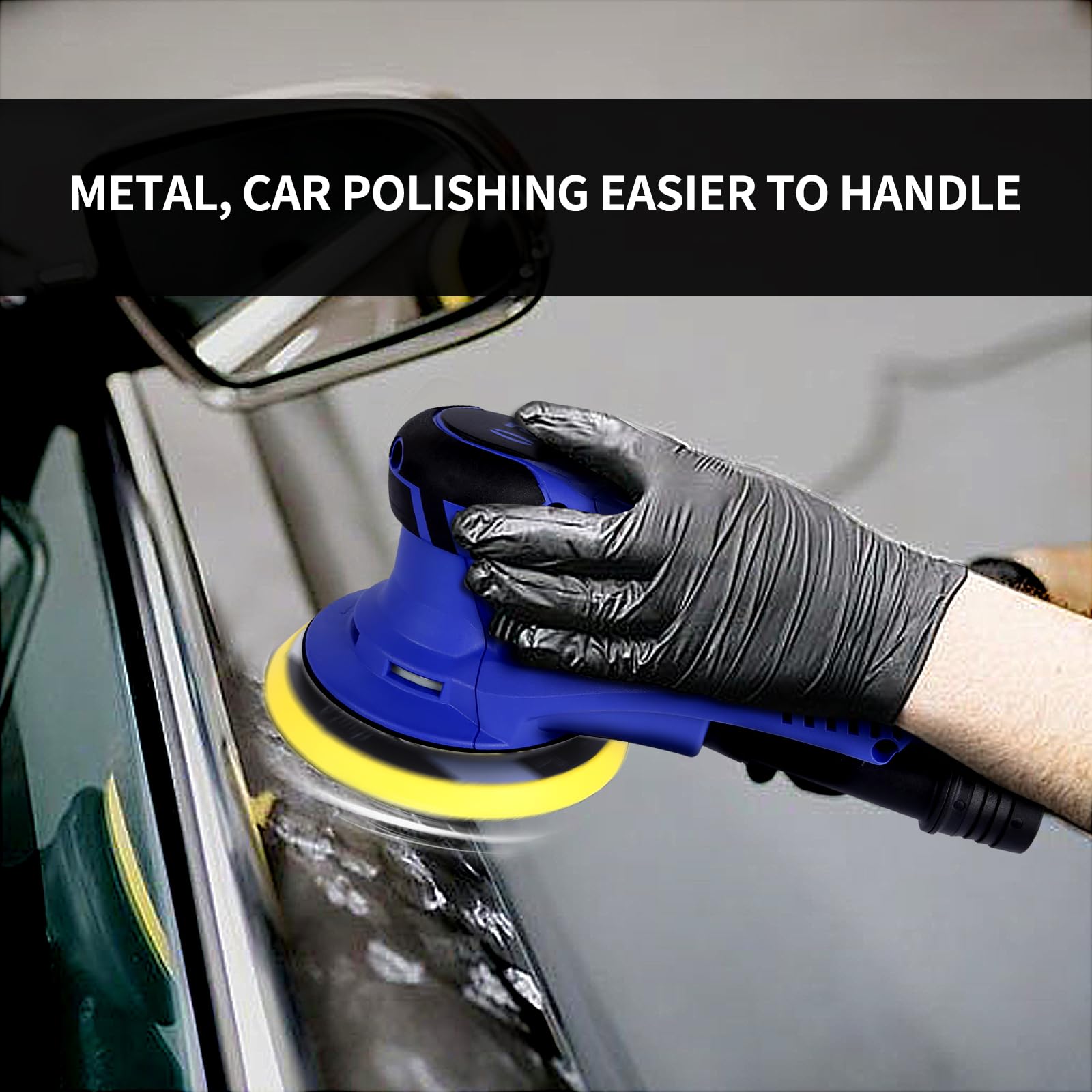Brushless Electric Random Orbital Sander - 350W Powerful 6-Inch Polisher with 10000 RPM Variable Speed for Wood Sanding, Wall Smoothing, Rust Removal & Car Detailing - Perfect for DIY Projects & Professional Woodworking (Blue)