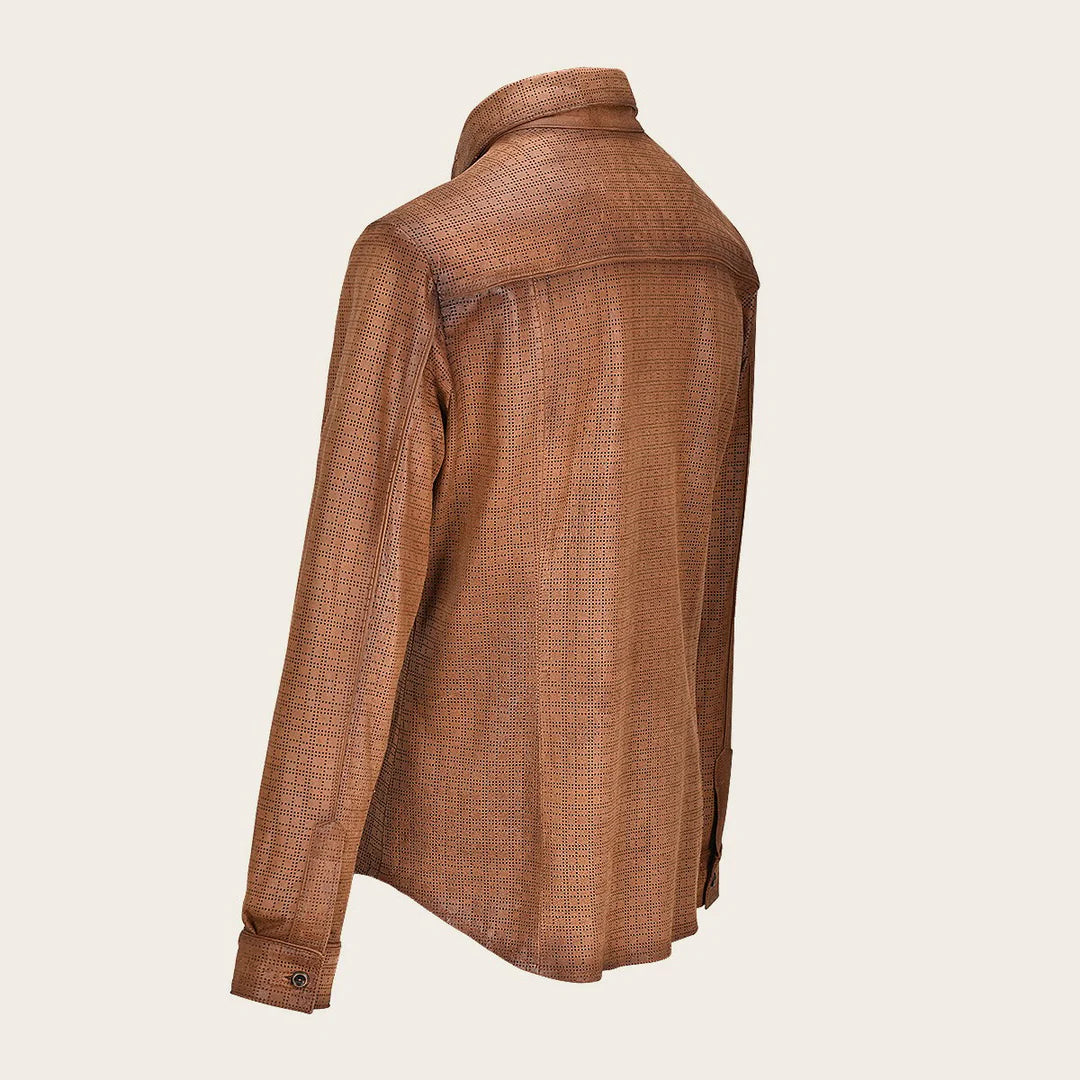 Men's Brown Casual Lambskin Blouson Shirt - Stylish Cuadra Fashion Jacket for Everyday Wear | Perfect for Office, Outings & Date Nights
