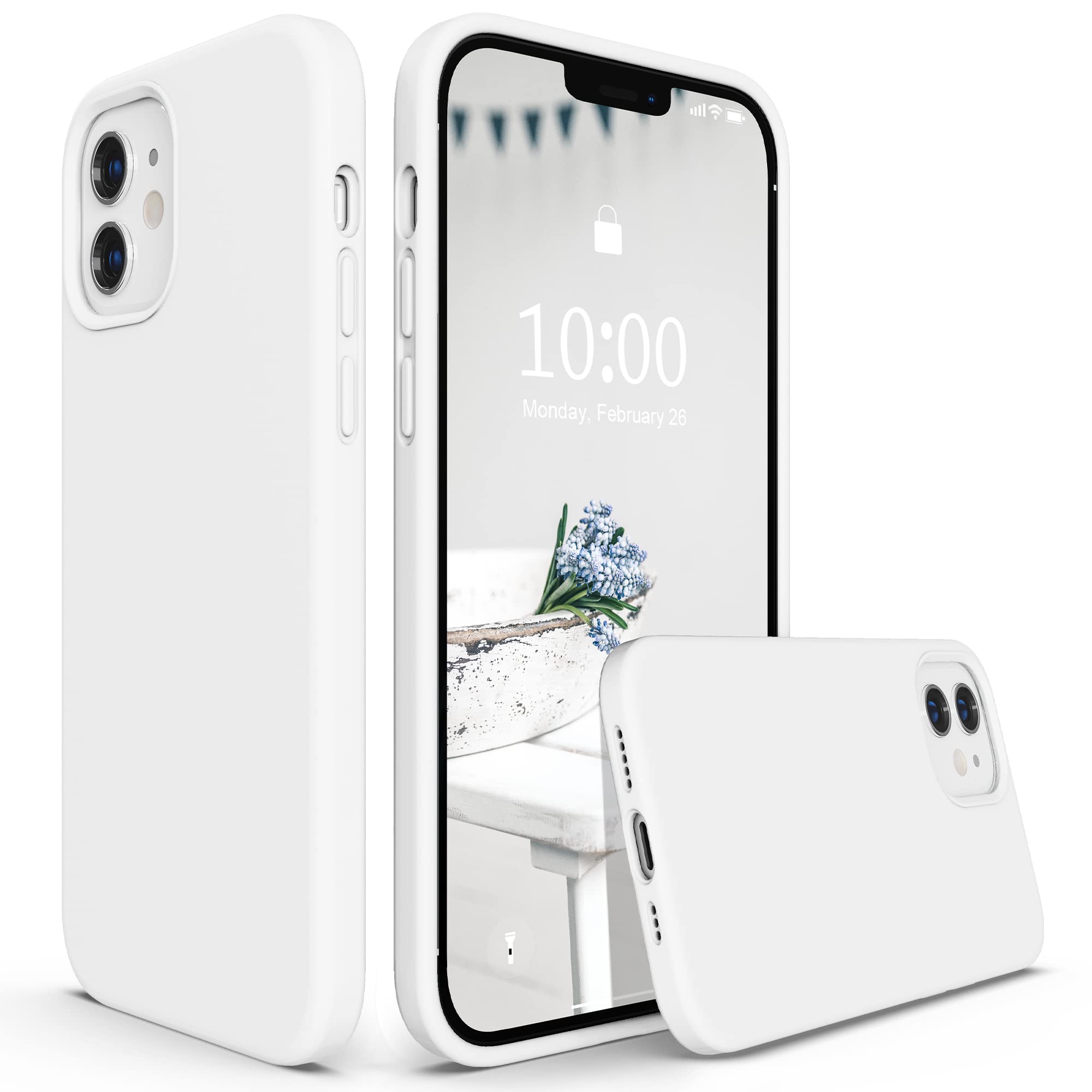 Premium Liquid Silicone Case for iPhone 12 & iPhone 12 Pro (6.1 inch) - Shockproof Protective Cover with Microfiber Lining | Slim Fit, Anti-Scratch, Durable Soft TPU Case for iPhone 12/12 Pro (2020 Model) in White | Perfect for Everyday Use, Work & Travel Protection