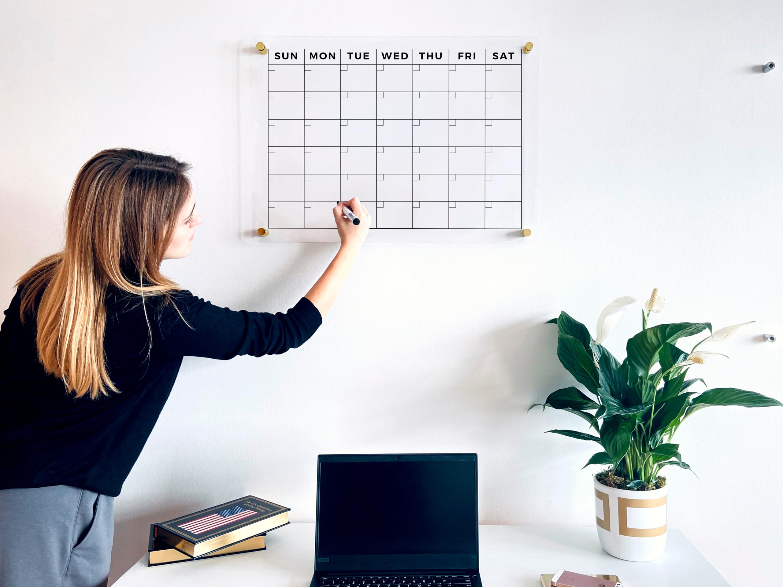 2025 Dry Erase Wall Calendar - Premium Acrylic Family Planner with Gold Hardware | 28x20