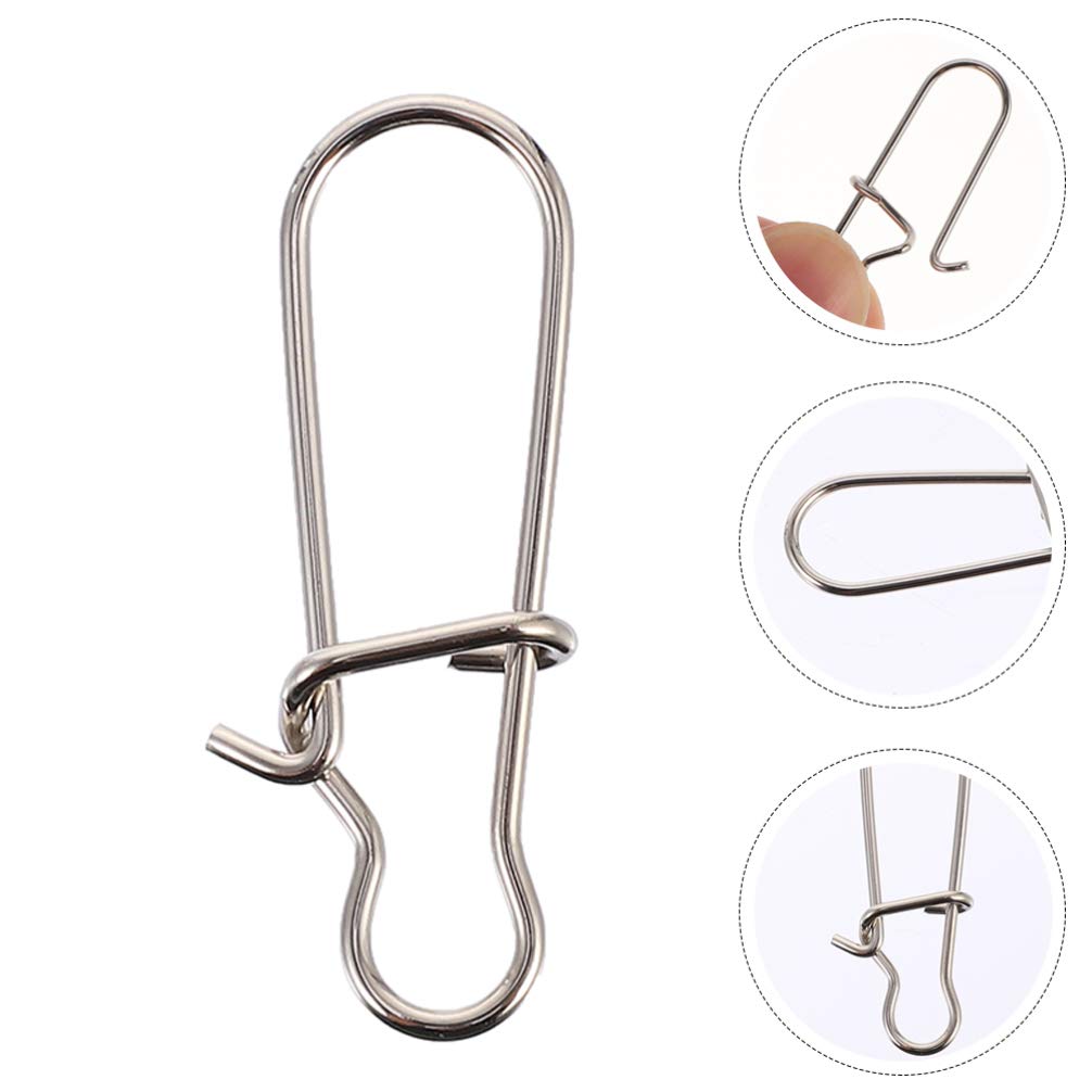LIOOBO 100pcs Stainless Steel Fishing Snap Connectors - High Strength Fishing Clips & Swivels for Saltwater & Freshwater Fishing (1.2x0.4cm) - Durable Tackle Accessories for Anglers, Boat Fishing & Outdoor Adventures