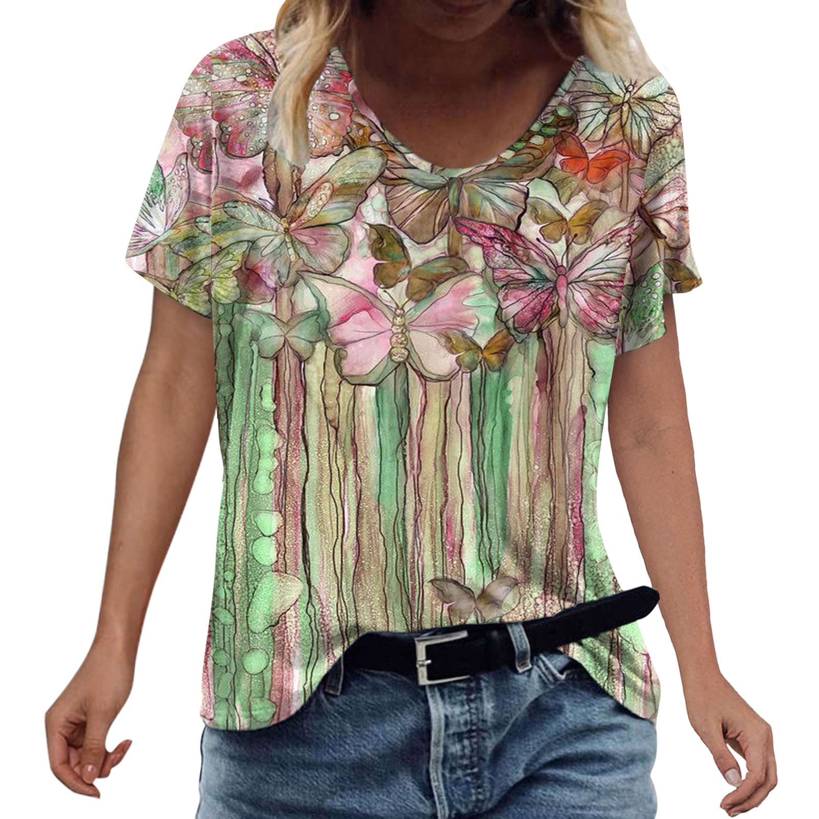Women's Summer V-Neck Casual T-Shirt with Puff Sleeves - Solid Color Tunic Top for Women | Breathable & Comfortable for Beach, Office & Everyday Wear