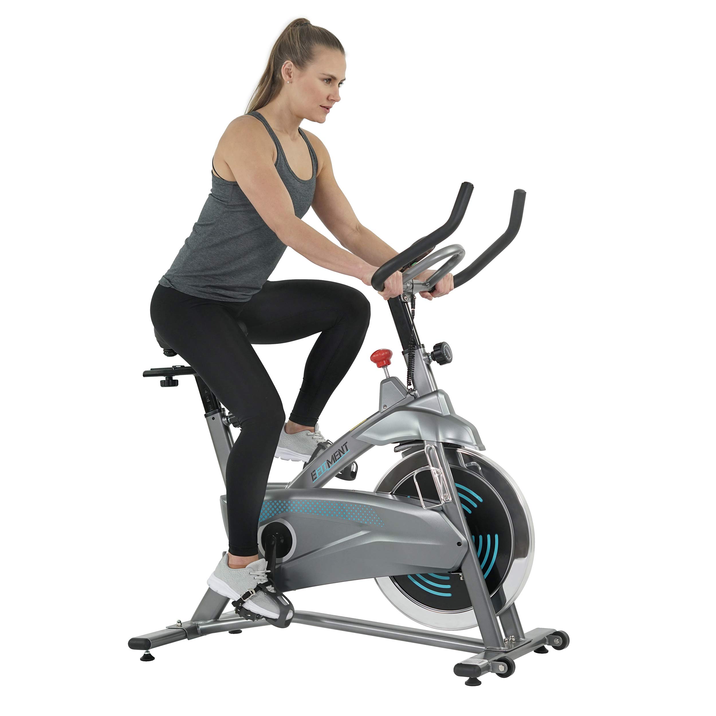 EFITMENT Magnetic Resistance Indoor Cycling Bike - Belt Drive Stationary Exercise Bike with Digital Monitor, Heart Rate Pulse Grips, iPad Tablet Holder & Chrome Flywheel - Perfect for Home Gym, Cardio Workouts & Spin Classes