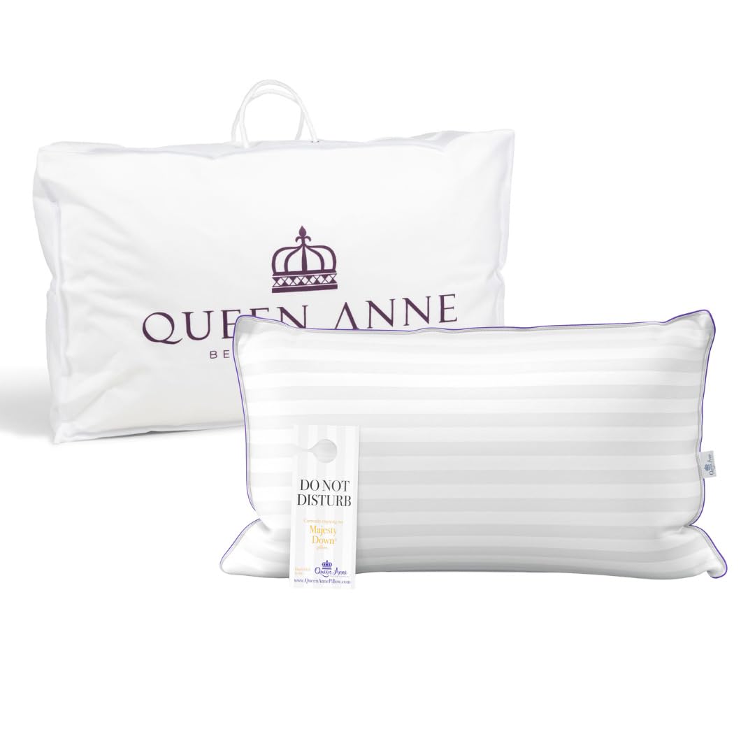 Queen Anne Luxury Hotel Down Alternative Pillow - Hypoallergenic Synthetic Majesty Down Bed Pillow - Made in USA (King Medium) - Perfect for Allergy Sufferers & Luxury Hotel-Style Comfort at Home