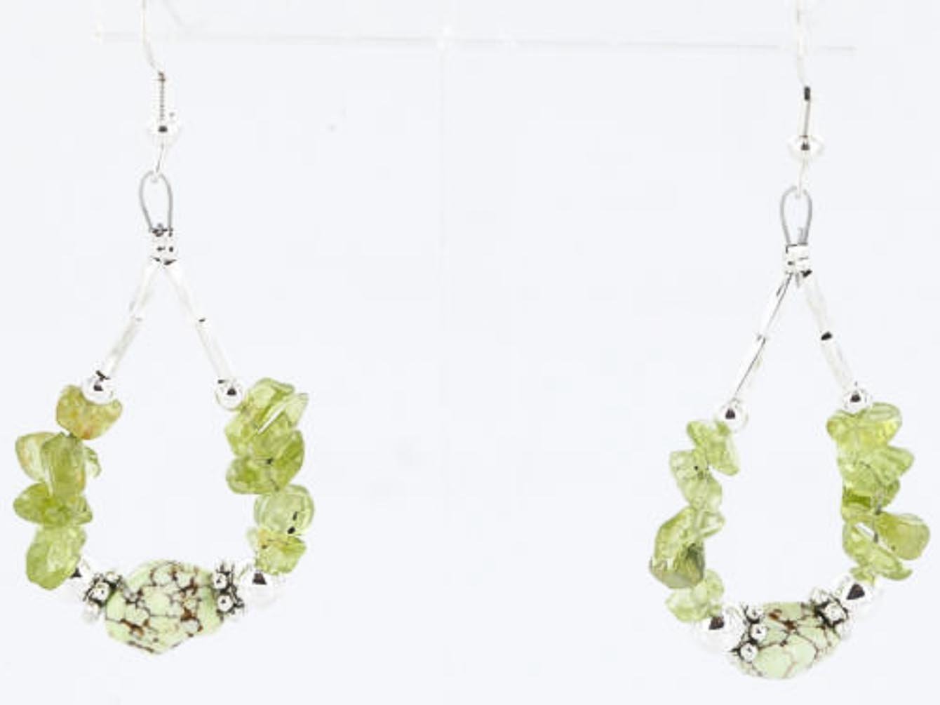 Authentic Navajo .925 Sterling Silver Earrings with Natural Green Quartz & Gaspeite - Handmade Native American Jewelry for Women - Perfect for Boho, Festival & Everyday Wear