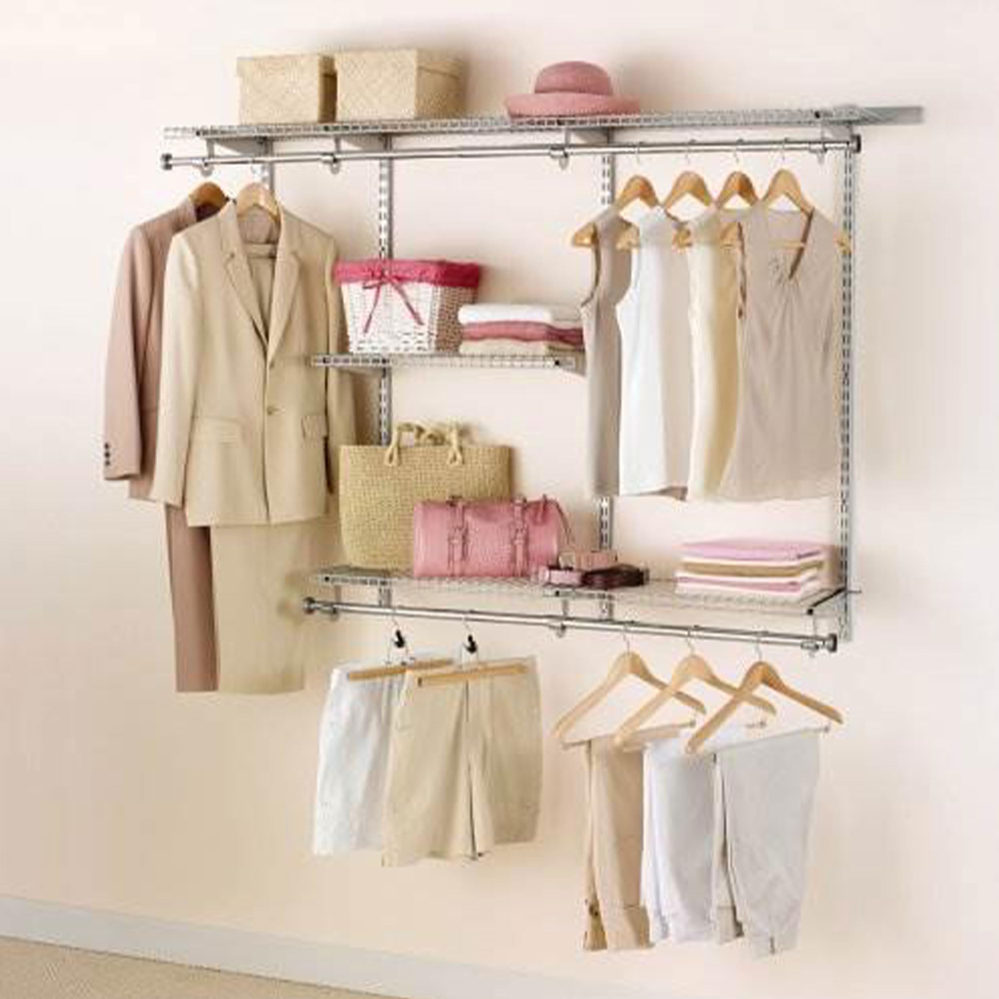 Rubbermaid Configurations Custom Closet Kit - 3 to 6 Ft Adjustable Metal Wire Shelving System with Titanium Finish | Expandable Storage Organizer for Home Closet, Pantry, Laundry Room & Mudroom | Easy Installation with Included Hardware | Perfect for Small Spaces & Home Organization