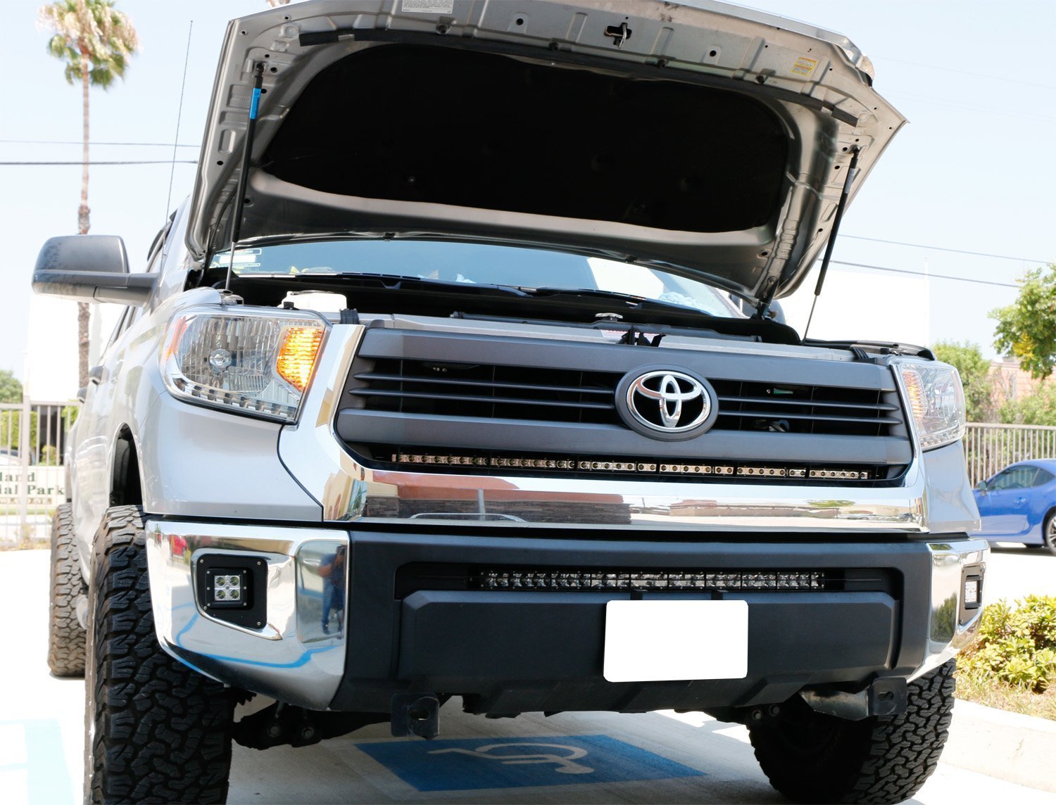126W 45 LED Light Bar with Behind Grille Mount Bracket for 2014-2021 Toyota Tundra - Off-Road Lighting for Trucks, Camping & Night Driving