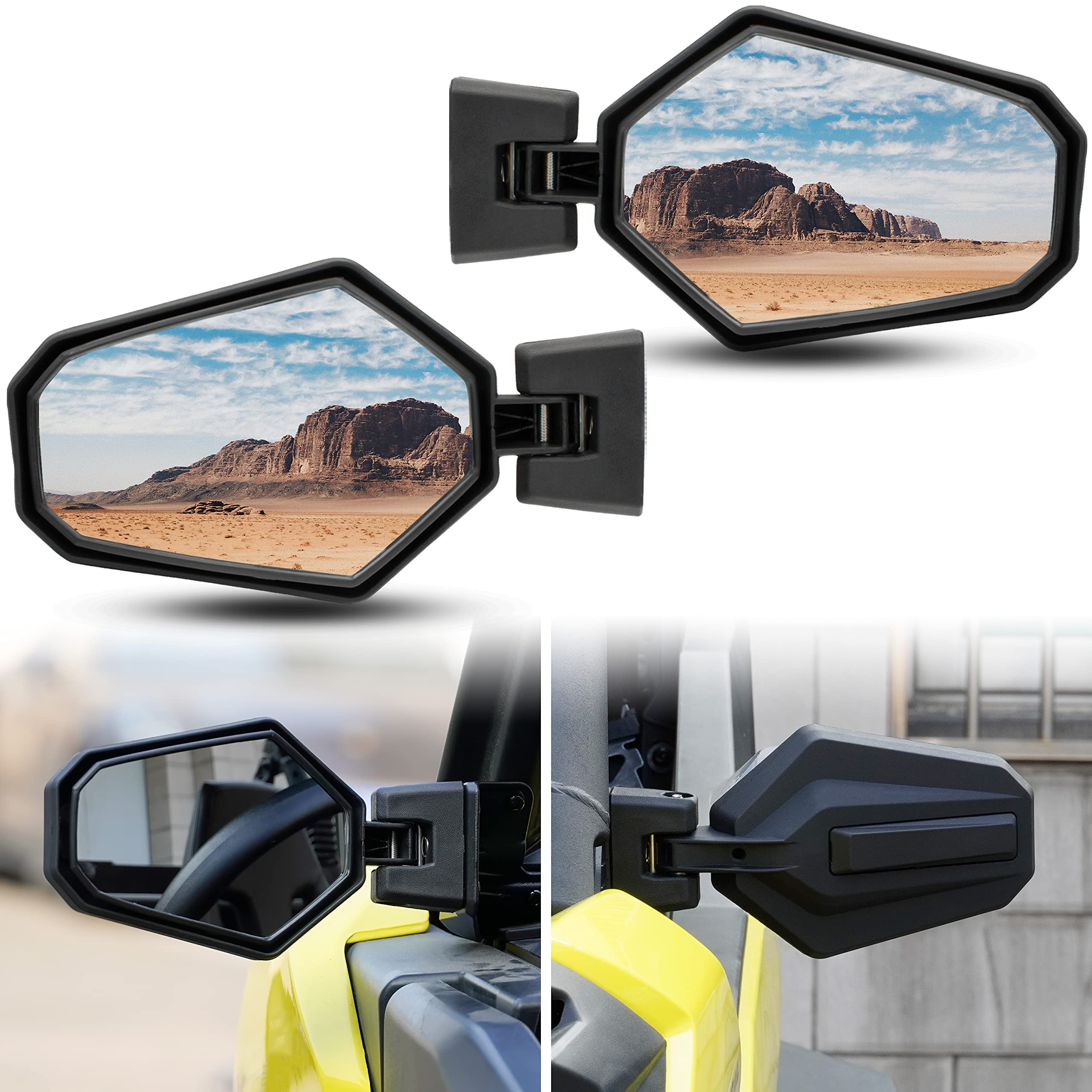 Premium Adjustable Folding Side Rear View Mirrors for Can-Am Maverick Trail Sport Commander 2018-2023 – Durable Off-Road Accessories for Enhanced Visibility & Safety | Perfect for Trail Riding, Off-Road Adventures & UTV Racing