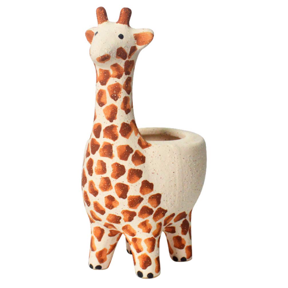 Ceramic Giraffe Succulent Planter - Cactus Flower Pot for Home & Office Decor