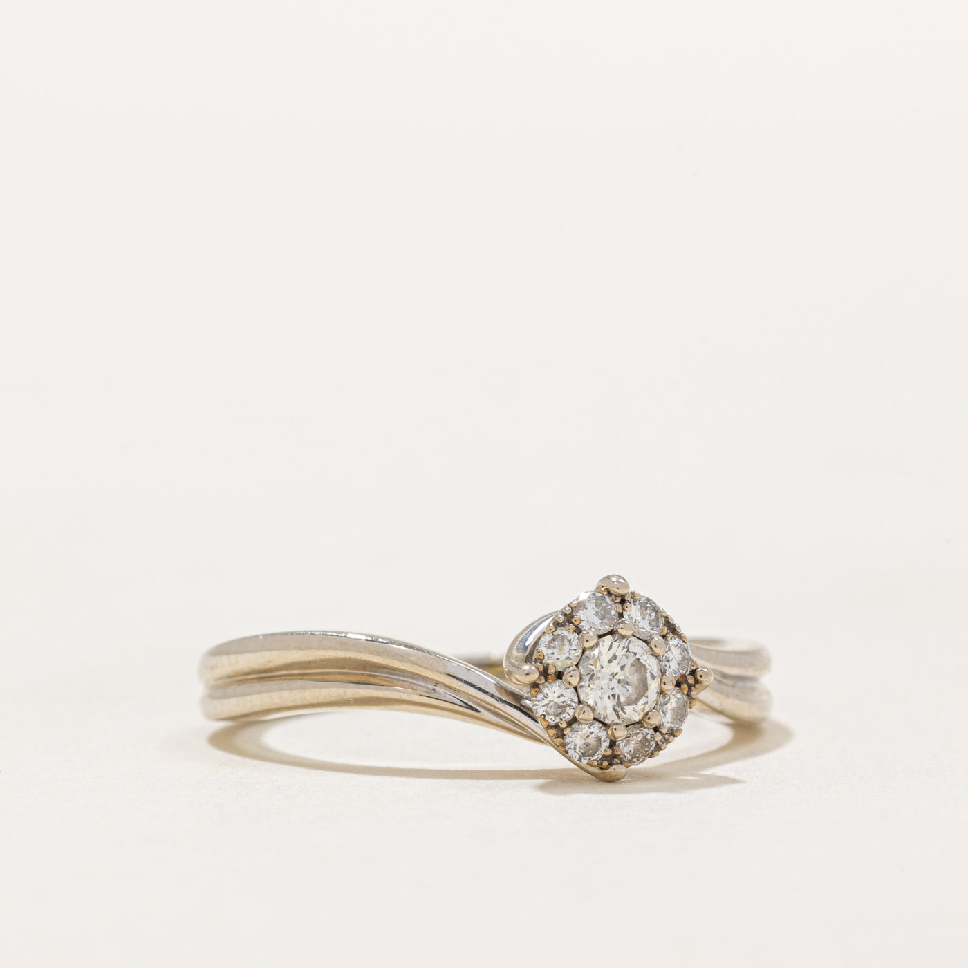 Exquisite 0.27ctw Diamond Halo Bypass Engagement Ring - Size 7.5 | Vintage Inspired Wedding Band | Perfect for Proposals, Anniversaries & Bridal Jewelry