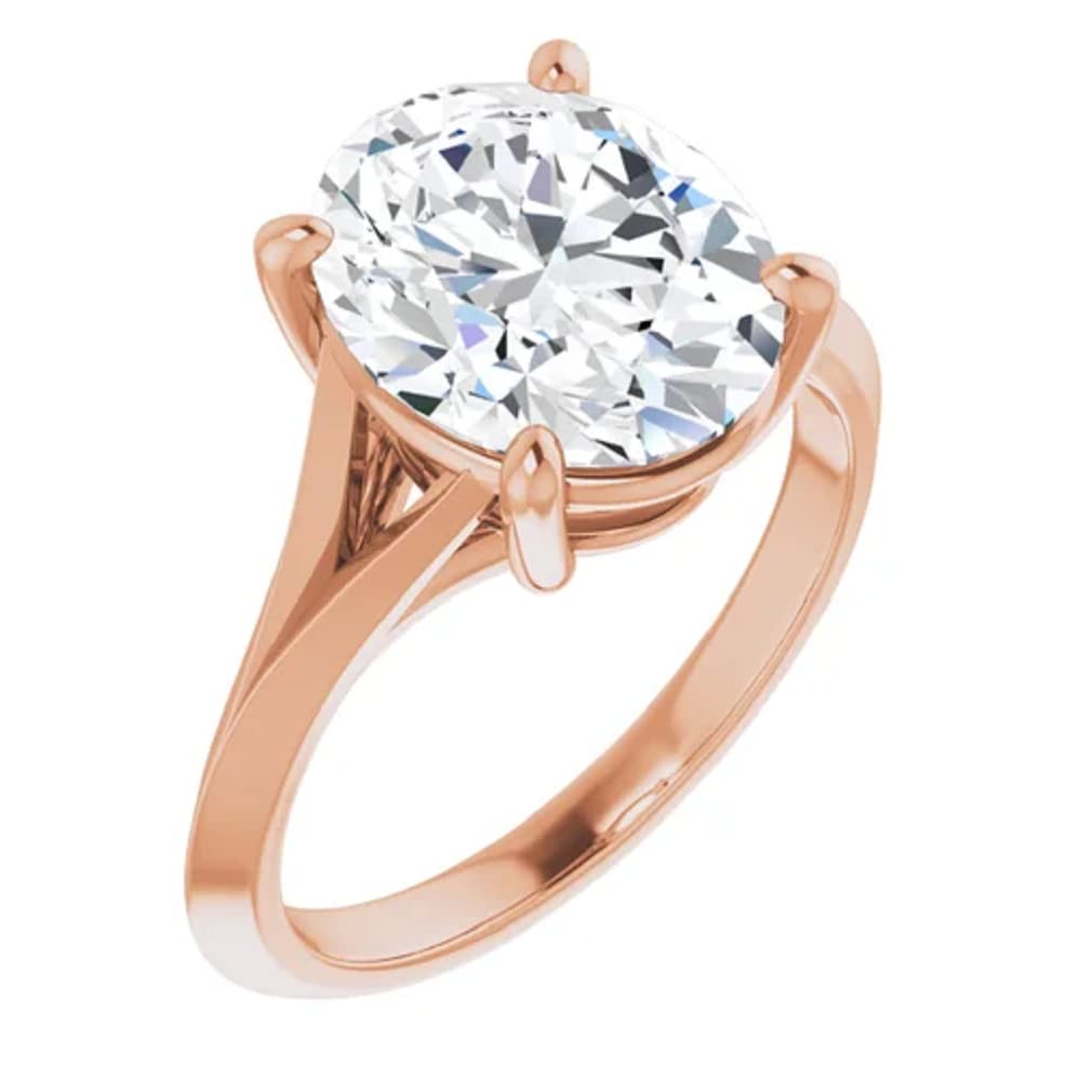 10K Solid Rose Gold Handmade Oval Cut 2.0 CT Moissanite Diamond Solitaire Engagement Ring for Women - Perfect Wedding, Bridal & Proposal Ring for Her | Elegant Jewelry Gift for Anniversaries, Valentine's Day & Special Occasions