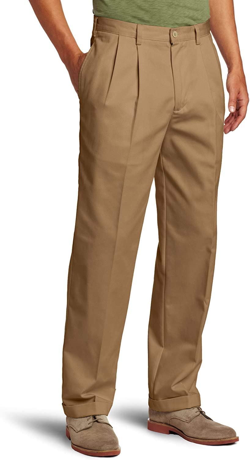IZOD Men's Big & Tall American Chino Double-Pleated Dress Pants for Work & Business Casual | Comfortable Office Wear for Professional Men