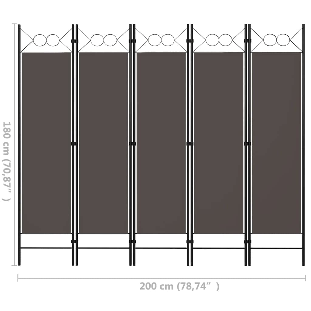 5-Panel Folding Room Divider Screen - 78.7