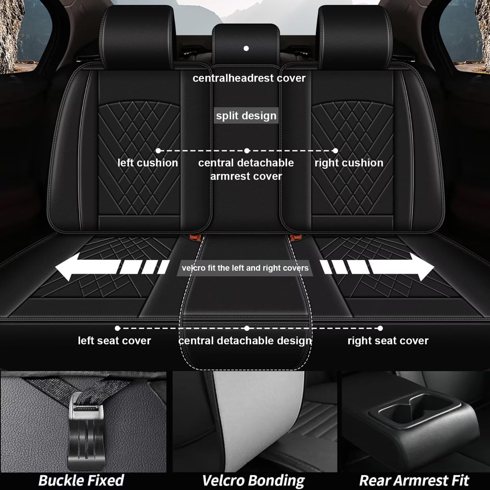 Waterproof Leather Seat Covers for Nissan Altima 2009-2025 - Full Set 2 Row 5 Seats with Airbag Compatibility (Black) - Perfect for Daily Commute, Road Trips & Car Protection