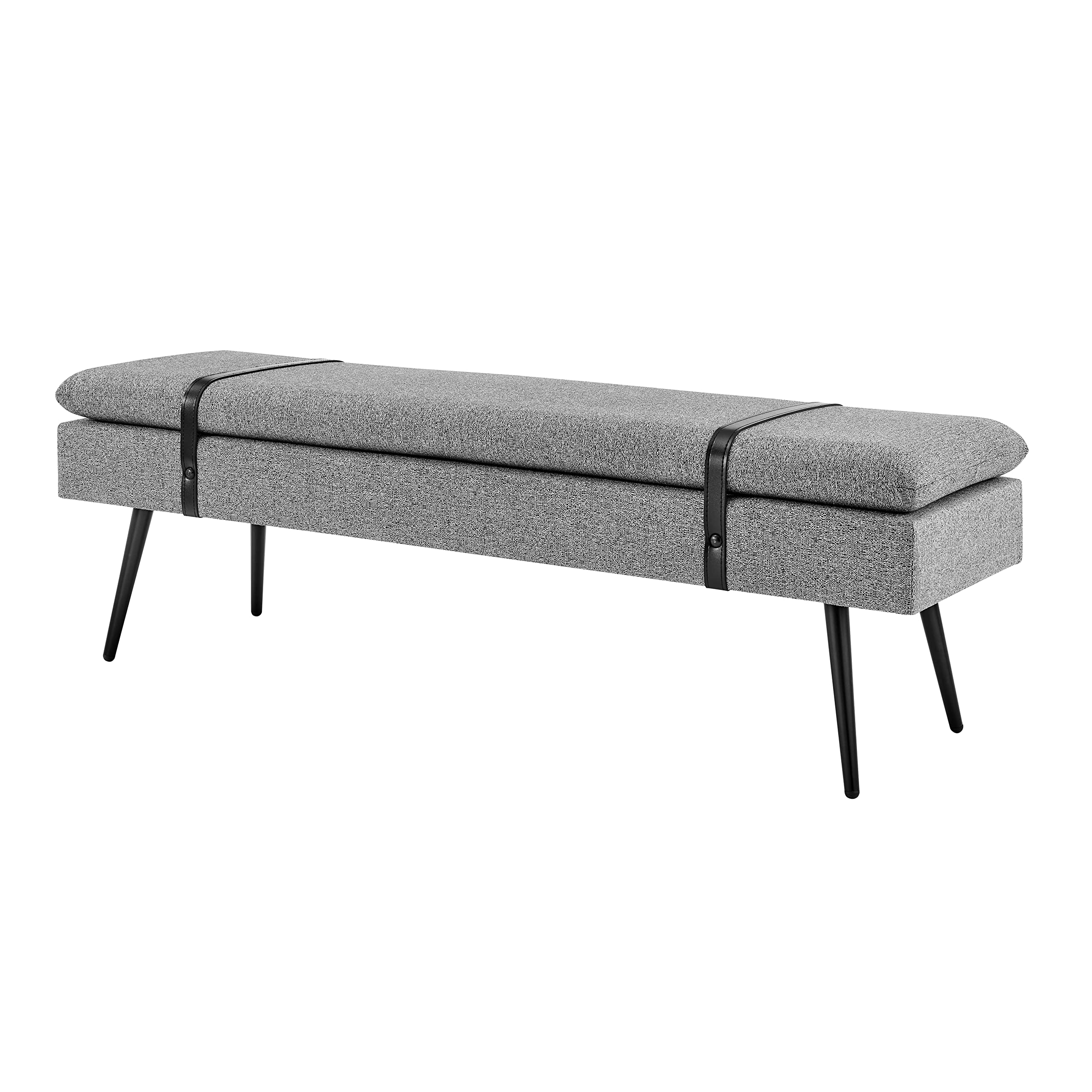 Zuney Fabric Bench with Storage, Princeton Gray - Stylish Upholstered Entryway Bench for Living Room, Bedroom, or Hallway