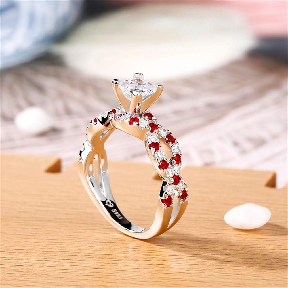 Jeulia 2.5 Carat Princess Cut Wedding Band Ring for Women - 925 Sterling Silver Twisted Eternity Ring with Birthstone - Engagement, Promise & Anniversary Ring - Jewelry Gift Box Included - Perfect for Proposals, Weddings & Special Occasions