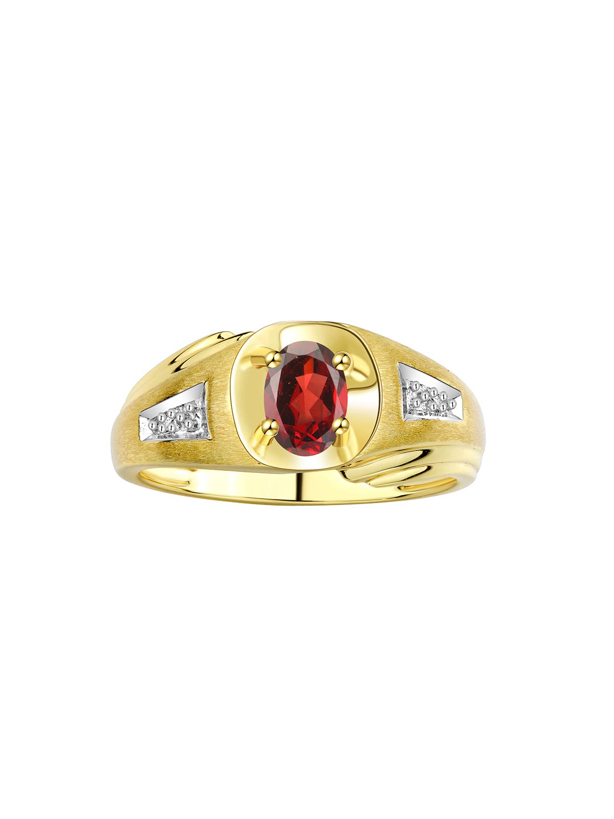 Rylos Men's Classic Designer 8X6MM Oval Gemstone & Diamond Ring - Yellow Gold Plated Silver Birthstone Ring for Men (Sizes 8-13) | Perfect for Weddings, Anniversaries, Gifts & Everyday Wear