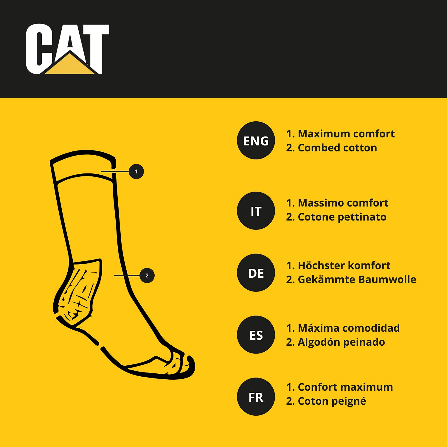 Caterpillar Business Socks - 10 Pairs of Knee-High Cotton Socks for Men - Perfect for Office, Work & Professional Wear