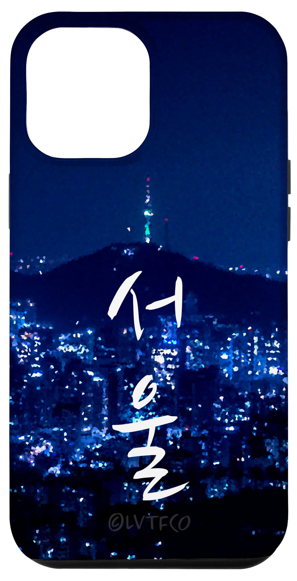 iPhone 12 Pro Max Case with Seoul Night Sky Design - Korean Hangul Art Protective Cover for Travelers & K-Pop Fans
