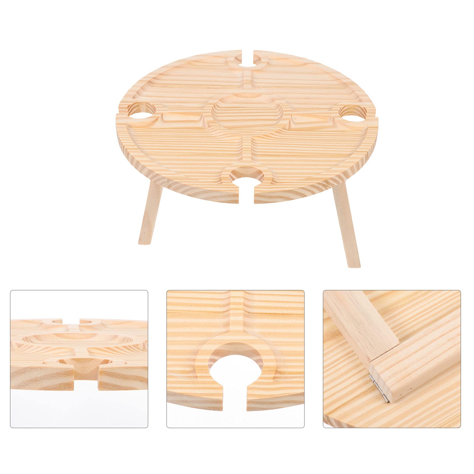 Portable Folding Wooden Picnic Table with Serving Plates - Outdoor Dining & Wine Party