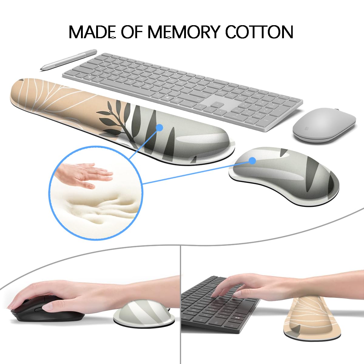 Ergonomic Keyboard Mouse Pad Set - XXL Gaming Desk Mat with Wrist Rest for Pain Relief | Perfect for Office & Gaming Setup