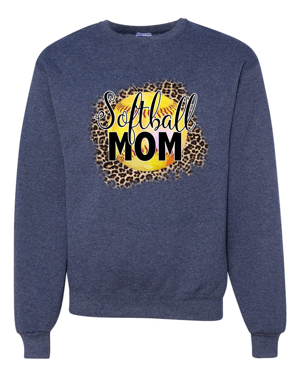 Wild Bobby Softball Mom Animal Print Graphic Sweatshirt - Unisex Crewneck Pullover for Girls & Women - Perfect for Sports Games, Team Spirit & Casual Wear