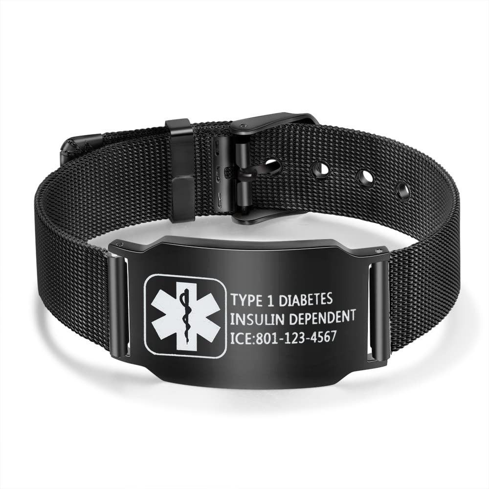 Custom Adjustable Medical ID Bracelet for Women & Men - Emergency Health Alert Bracelet with Engraving - Perfect for Seniors, Diabetics & Allergy Sufferers | Daily Wear & Travel Safety Accessory