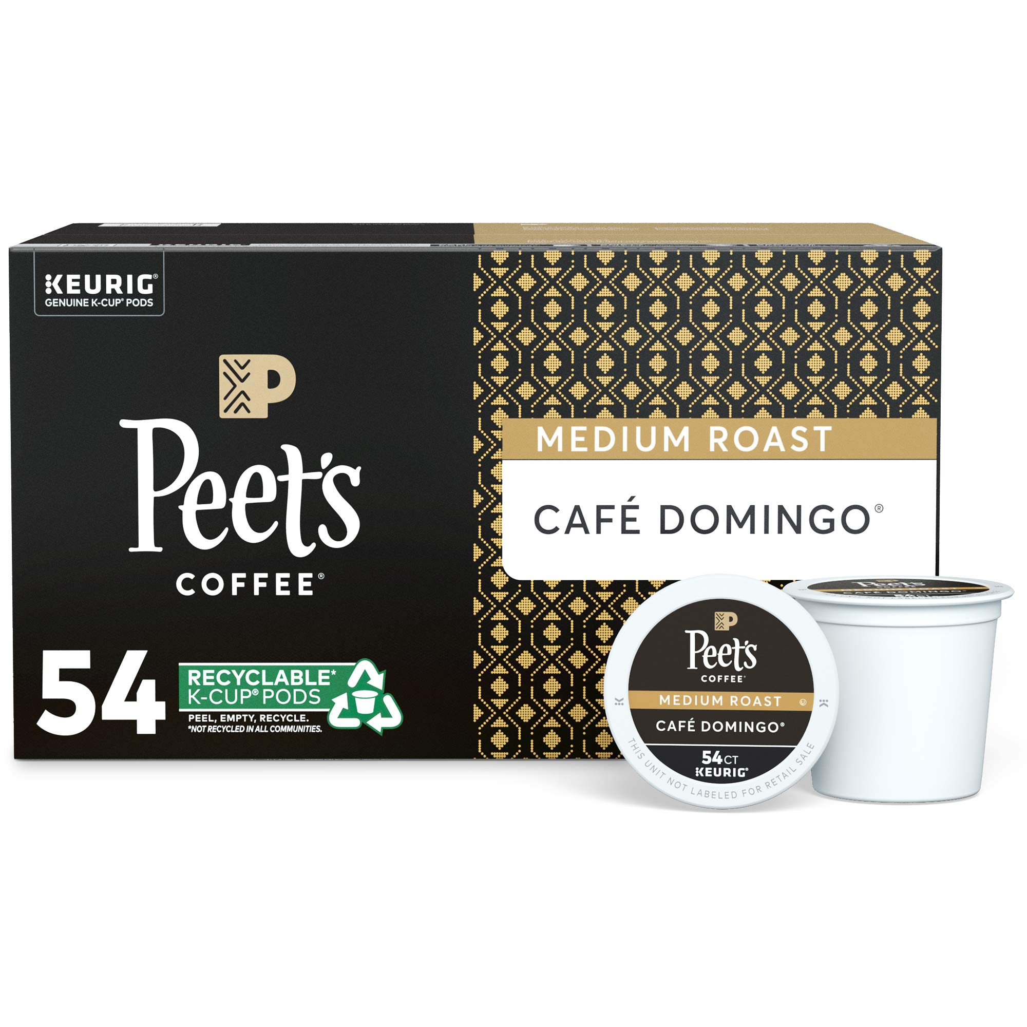 Peet's Coffee French Roast & Café Domingo Medium Roast K-Cup Pods - 54 Count (Pack of 1) for Keurig Brewers | Single Serve Coffee for Home & Office Use