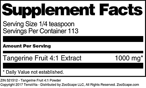 Organic Tangerine Fruit Powder 4:1 Extract (4 oz) - Natural Vitamin C Boost for Smoothies, Baking & Skincare - ZIN: 521512