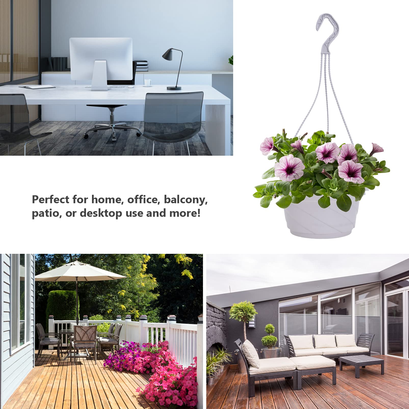 DOITOOL 10-Pack 6.7 Inch Plastic Hanging Planters - Small Hanging Flower Pots with Chains for Orchids, Succulents, Herbs - Indoor Outdoor Garden, Balcony Decor (White) | Perfect for Home, Patio, Porch & Vertical Gardening