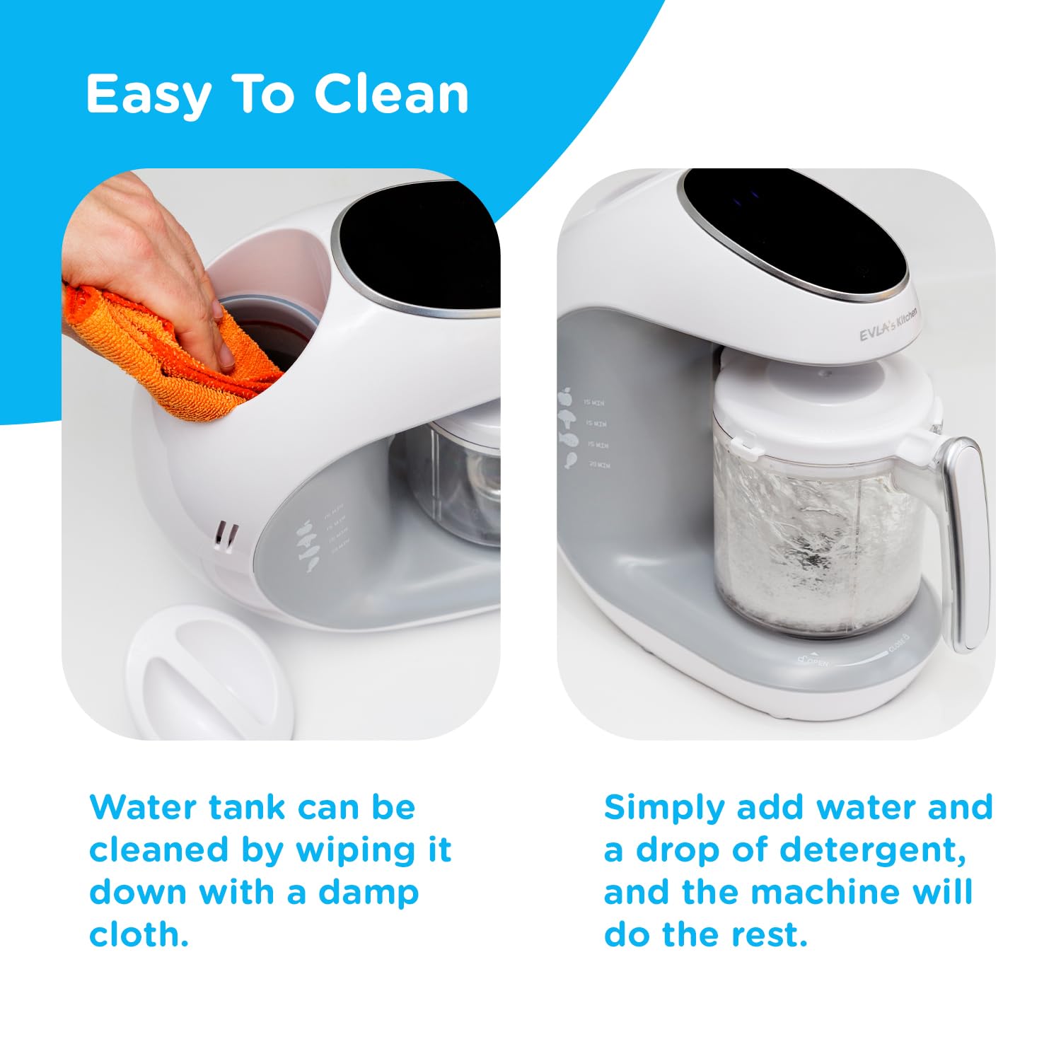 EVLA'S Baby Food Maker & Steamer Blender - 6-in-1 Baby Food Processor for Healthy Homemade Purees in Minutes | Touch Screen Control with 6 Reusable Food Pouches | Perfect Baby Shower Gift & Registry Essential | Ideal for Making Organic Baby Food at Home (White)
