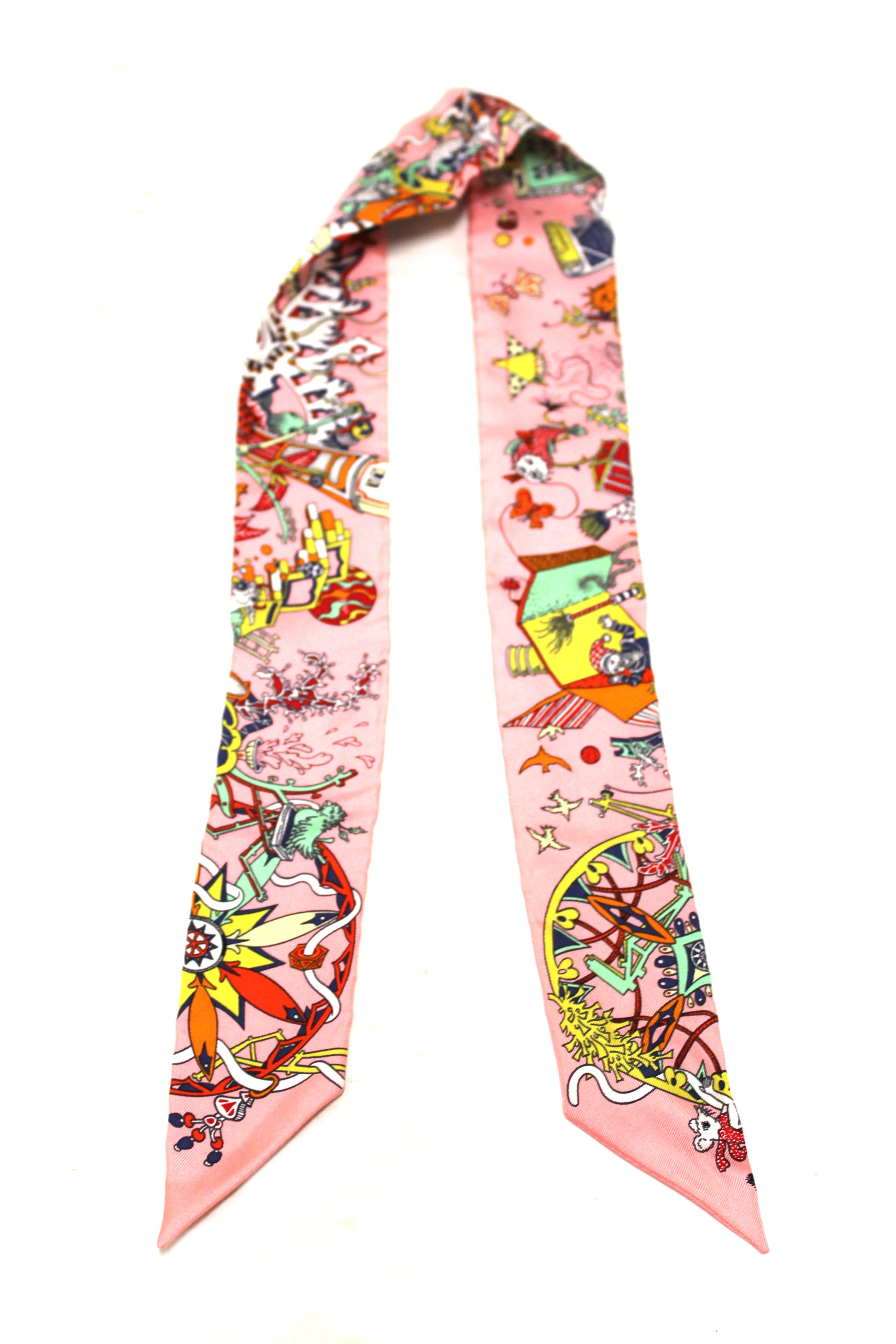 Authentic Hermes Silk Scarf - La Folle Parade Rose Malabar Twilly | Luxury Fashion Accessory for Women | Perfect for Gifts, Parties & Special Occasions